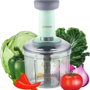 E-COSMOS Food Chopper 900ml, 4 Blade Steel Large Manual Hand-Press Vegetable Chopper Mixer Cutter to Cut Onion, Salad, Tomato, Potato (Pack of 1) 900ml